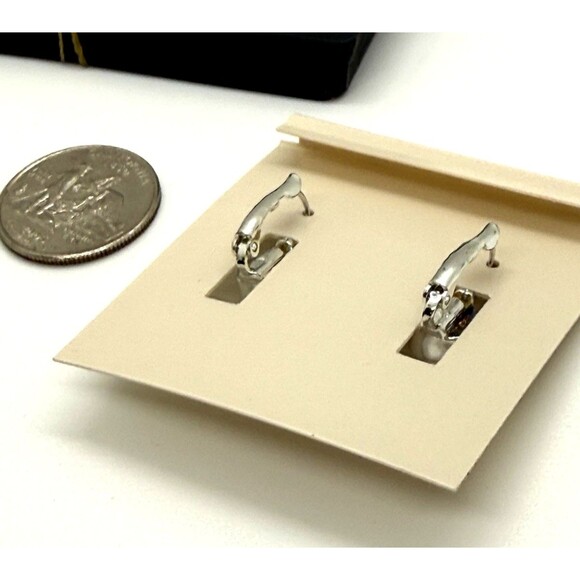 Monet Silver Tone CZ Solitaire Choker Necklace & Leverback Earrings Set Signed - Picture 7 of 10